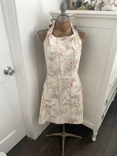 Handmade antique french floral apron