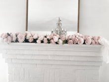 Load image into Gallery viewer, HUGE handmade pink garden rose garland over 70 roses with lace bow