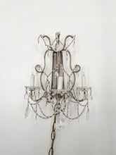 Load image into Gallery viewer, Stunning vintage crystal beaded Italian sconce with plug