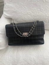 Load image into Gallery viewer, Authentic Chanel jumbo mademoiselle chocolate bar style black lambskin flap vintage bag