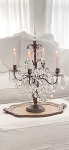 Incredible large antique french crystal Girandole 4 arm candelabra