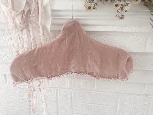 Handmade pink velvet hanger cover