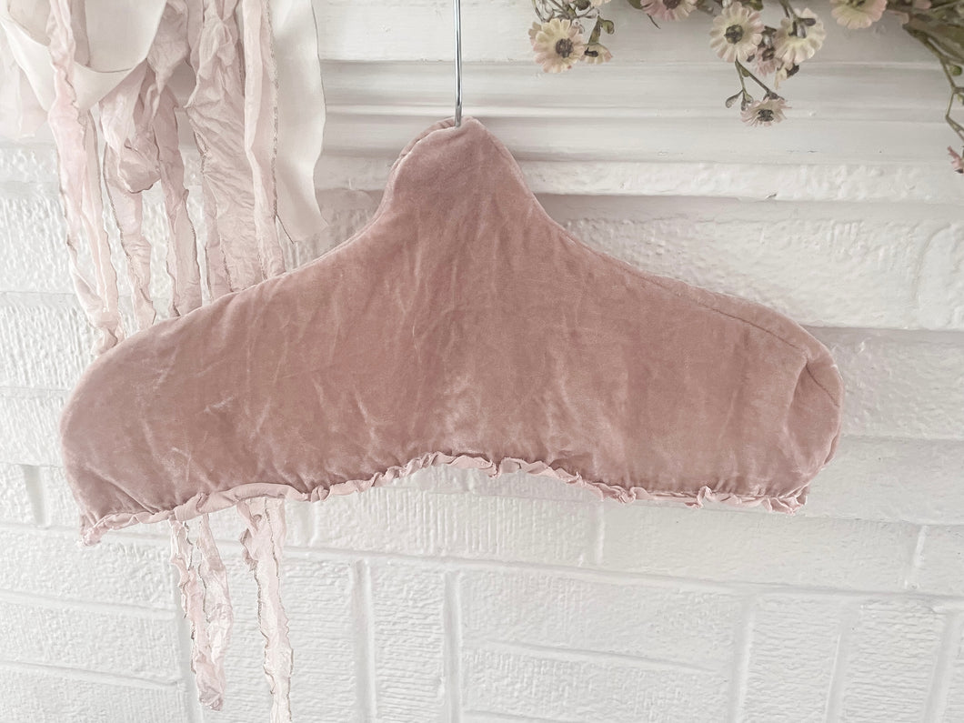 Handmade pink velvet hanger cover