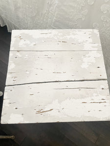 SOLD TO K The most perfect chippy white antique wood side table