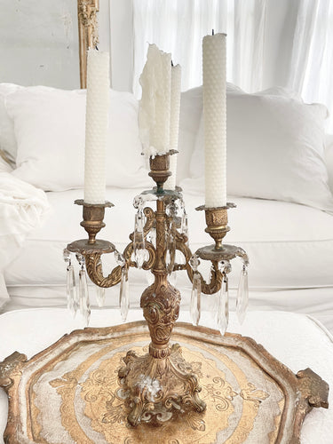 Incredible antique french crystal candelabra