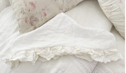 Handmade linen and lace hanger cover
