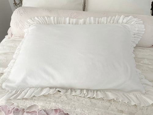Bella notte retired white velvet and silk standard sham