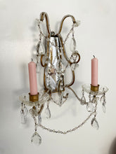 Load image into Gallery viewer, Antique Italian beaded crystal candle sconce