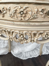 Load image into Gallery viewer, Incredible antique french wood table three drawer