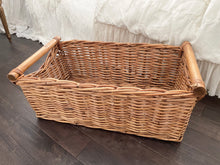 Load image into Gallery viewer, Vintage large wicker basket wood handles
