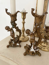 Load image into Gallery viewer, Exquisite pair antique french cherub candlesticks