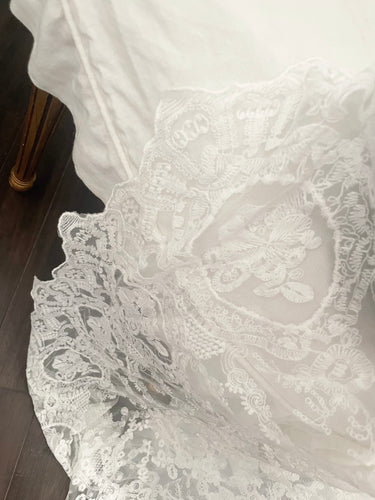 French lace fabric panel table topper size