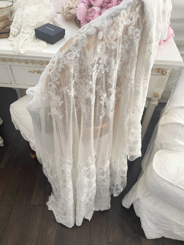 French lace fabric panel table topper size