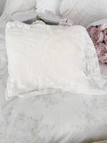 Handmade French lace and silk boudoir pillow