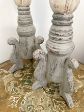 Load image into Gallery viewer, Vintage wood tall altar candle holders