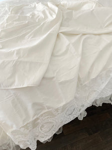 ONE LEFT Luxurious handmade pure silk and French lace tablecloth or bed scarf large