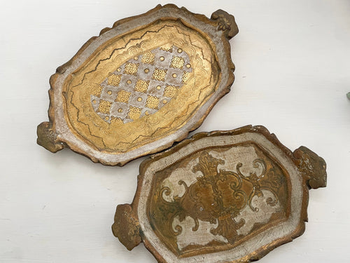Pair of vintage stacking Florentine wood trays