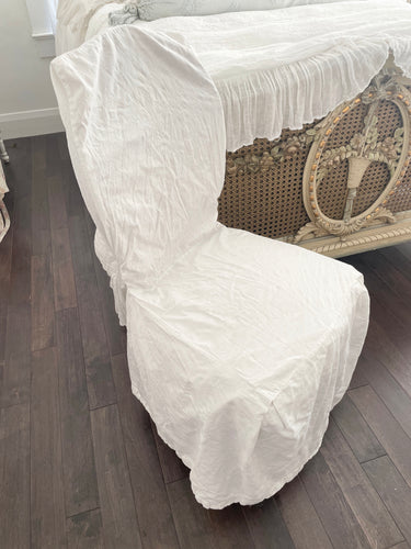 Vintage simple shabby Matelasse lace white chair slip cover