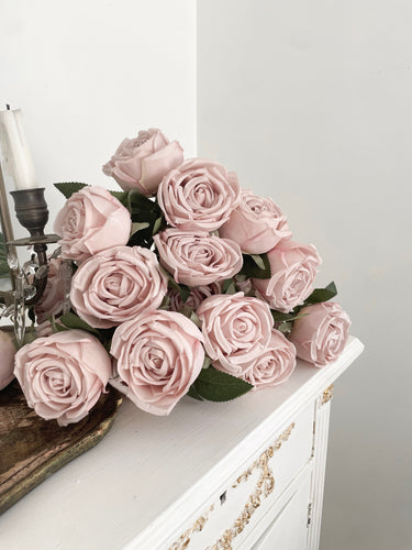 NEW BATCH Beautiful hand dyed dusty pink faux English cabbage garden roses