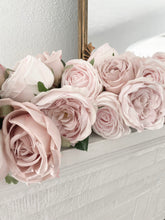 Load image into Gallery viewer, HUGE handmade pink garden rose garland over 70 roses with lace bow