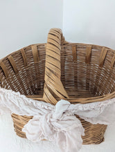 Load image into Gallery viewer, Antique French xl gathering basket with ruffled bow