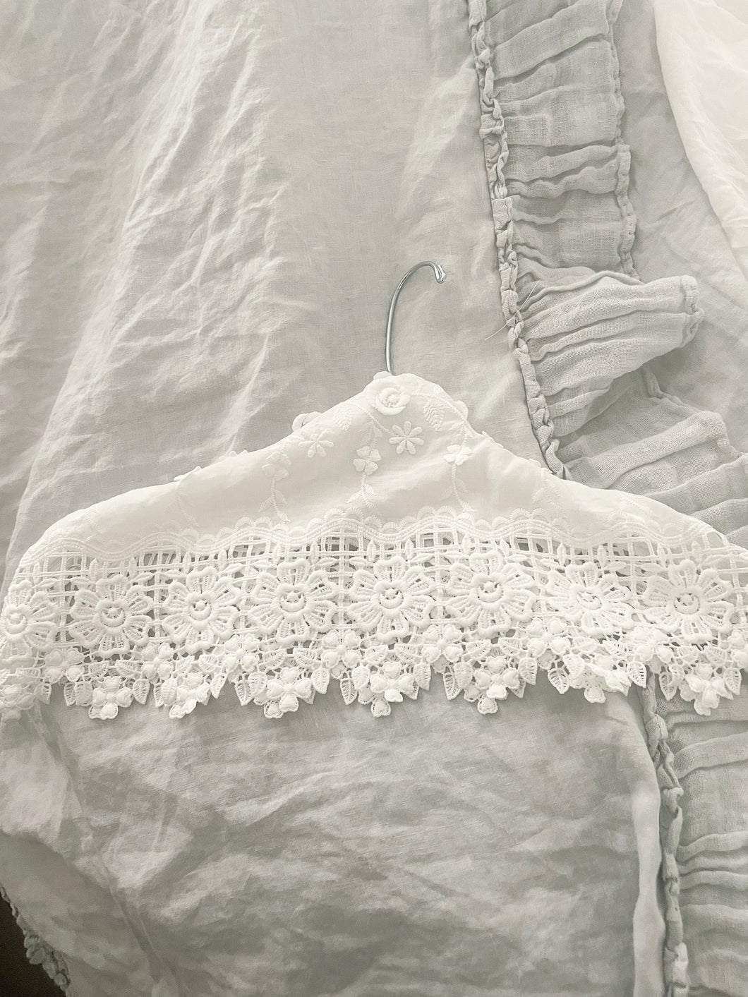 White lace batiste hanger cover