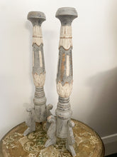 Load image into Gallery viewer, Vintage wood tall altar candle holders