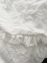 Load image into Gallery viewer, Handmade white linen and lace tablecloth or throw