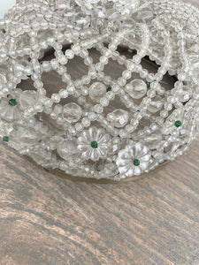Incredible rare antique french crystal beaded chandelier crown large shade