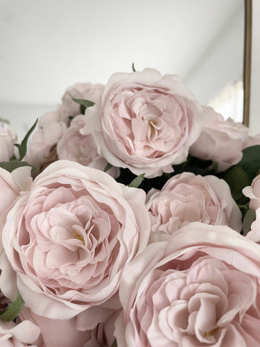 ONE left Bouquet of six palest pink overdyed real feel long stem garden rose bouquet