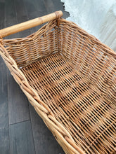 Load image into Gallery viewer, Vintage large wicker basket wood handles