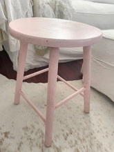 Load image into Gallery viewer, Antique perfect pink chippy wood stool
