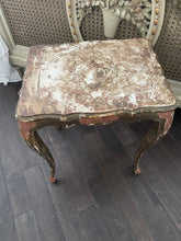 Load image into Gallery viewer, Gorgeous chippy aged pink gold Florentine table