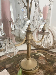 Rare perfect petite antique crystal Girandole