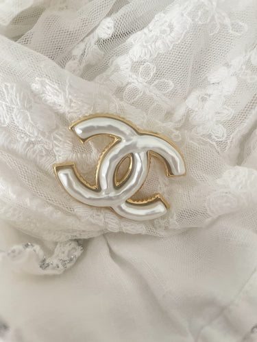 Authentic Chanel CC brooch with box tags and receipt