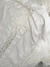Load image into Gallery viewer, Stunning white antique linen and lace tablecloth