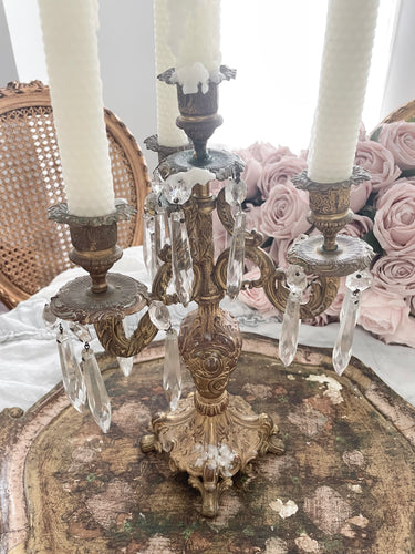 Incredible antique french crystal candelabra