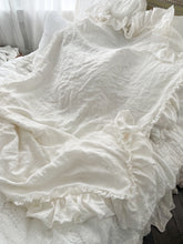 Load image into Gallery viewer, Handmade linen ruffled xl tablecloth or throw