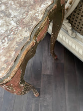 Load image into Gallery viewer, Gorgeous chippy aged pink gold Florentine table