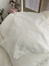 Load image into Gallery viewer, Rachel Ashwell couture white denim piping pillow with Floris sofa down insert
