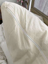 Load image into Gallery viewer, Rachel Ashwell couture white denim piping pillow with Floris sofa down insert