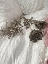 Load image into Gallery viewer, set 4 vintage  french silk wrapped beaded silver flowers