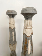 Load image into Gallery viewer, Vintage wood tall altar candle holders