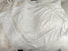 Load image into Gallery viewer, Stunning white antique linen and lace tablecloth