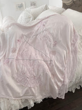 Load image into Gallery viewer, Handmade pink silk dupioni and French lace tree throw