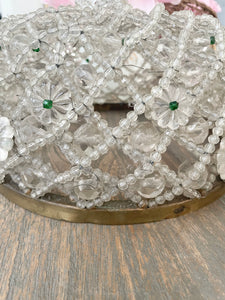 Incredible rare antique french crystal beaded chandelier crown large shade