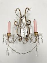 Load image into Gallery viewer, Antique Italian beaded crystal candle sconce