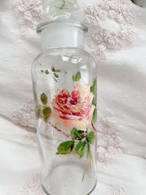 Load image into Gallery viewer, Gorgeous vintage hand painted rose apothecary jar