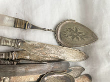Load image into Gallery viewer, Lot of silver and mother of pearl petite antique silverware