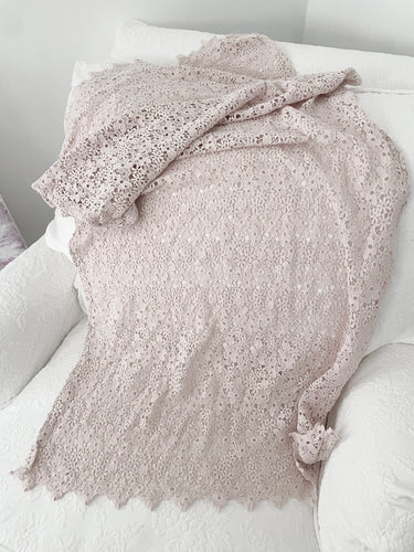 Handmade overdyed dusty pink lace table runner tablecloth